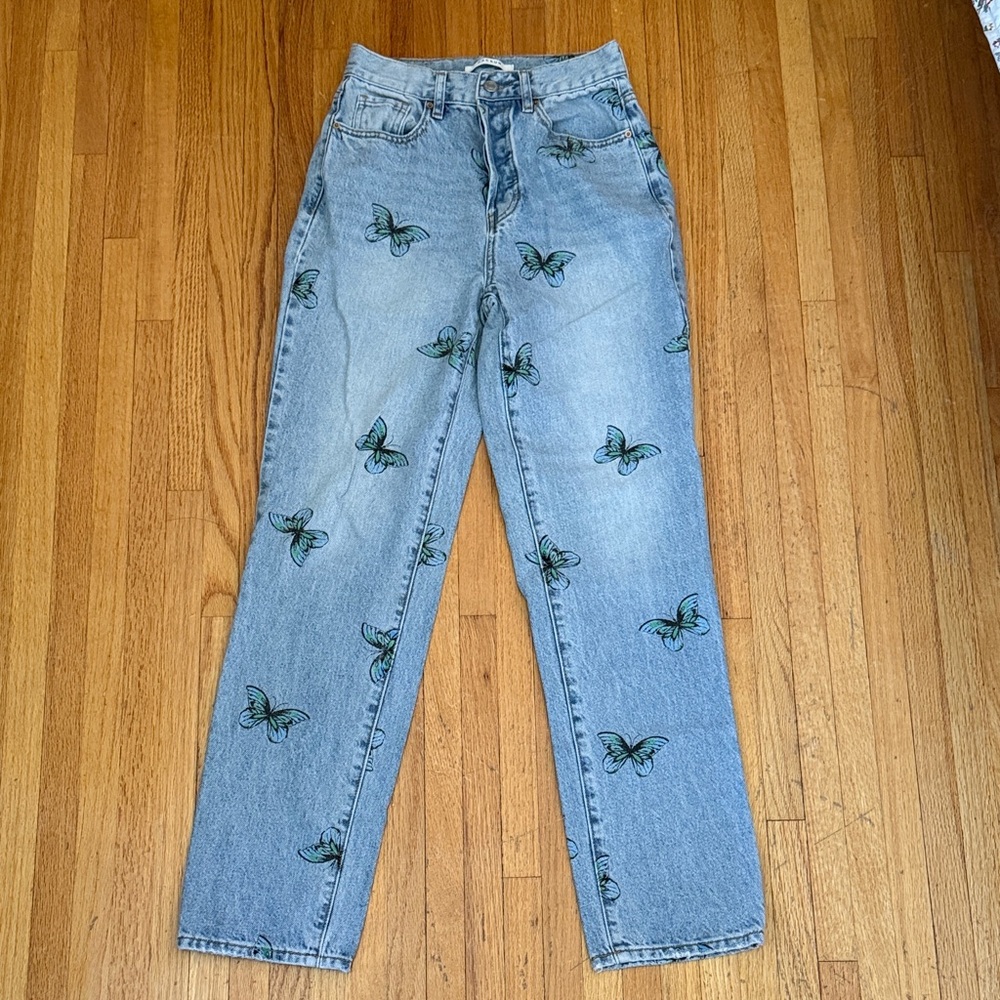 Pacsun Butterfly Print Dad Jeans